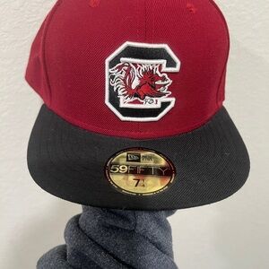 New Era South Carolina University Burgundy and Black 59Fifty Fitted Cap 7 1/4